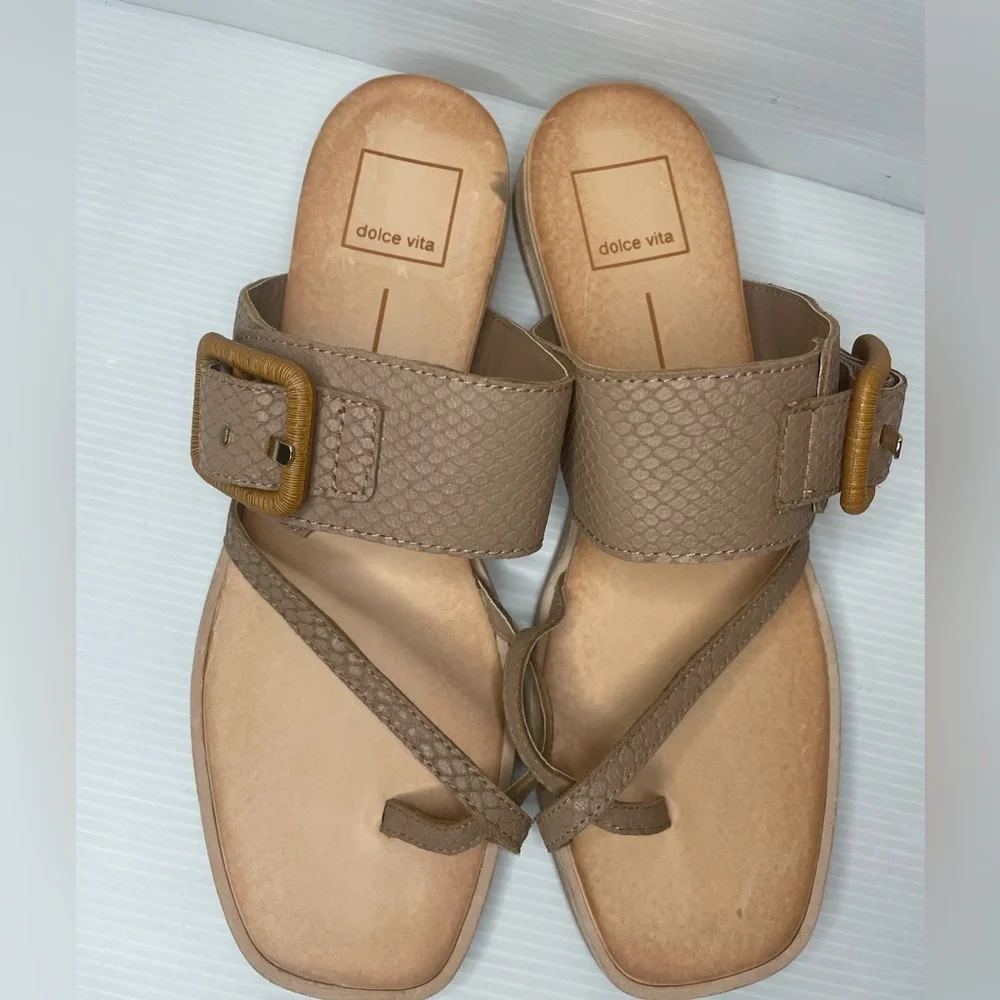 Dolce Vita Perris Cafe Embossed Leather Sandals Size 8